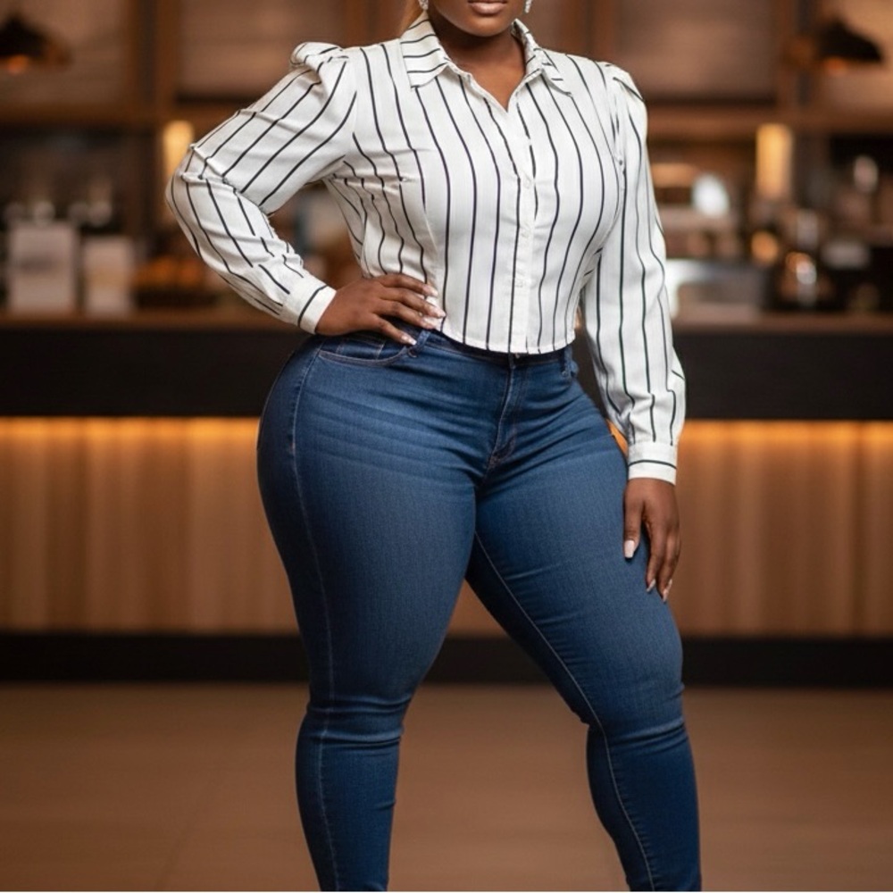 Striped Button-Up Women's Top